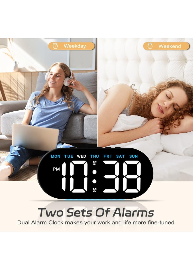 نكومي ساعة منبه رقمية مقاس 7.8 بوصة، ساعة رقمية LED مع إضاءة محيطة، ساعة طاولة بجانب السرير، لغرفة نوم المكتب للأطفال وكبار السن - Image 5