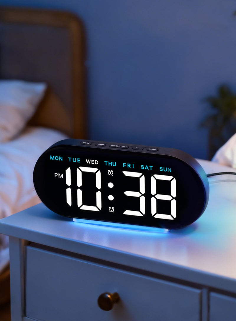 نكومي ساعة منبه رقمية مقاس 7.8 بوصة، ساعة رقمية LED مع إضاءة محيطة، ساعة طاولة بجانب السرير، لغرفة نوم المكتب للأطفال وكبار السن - Image 1