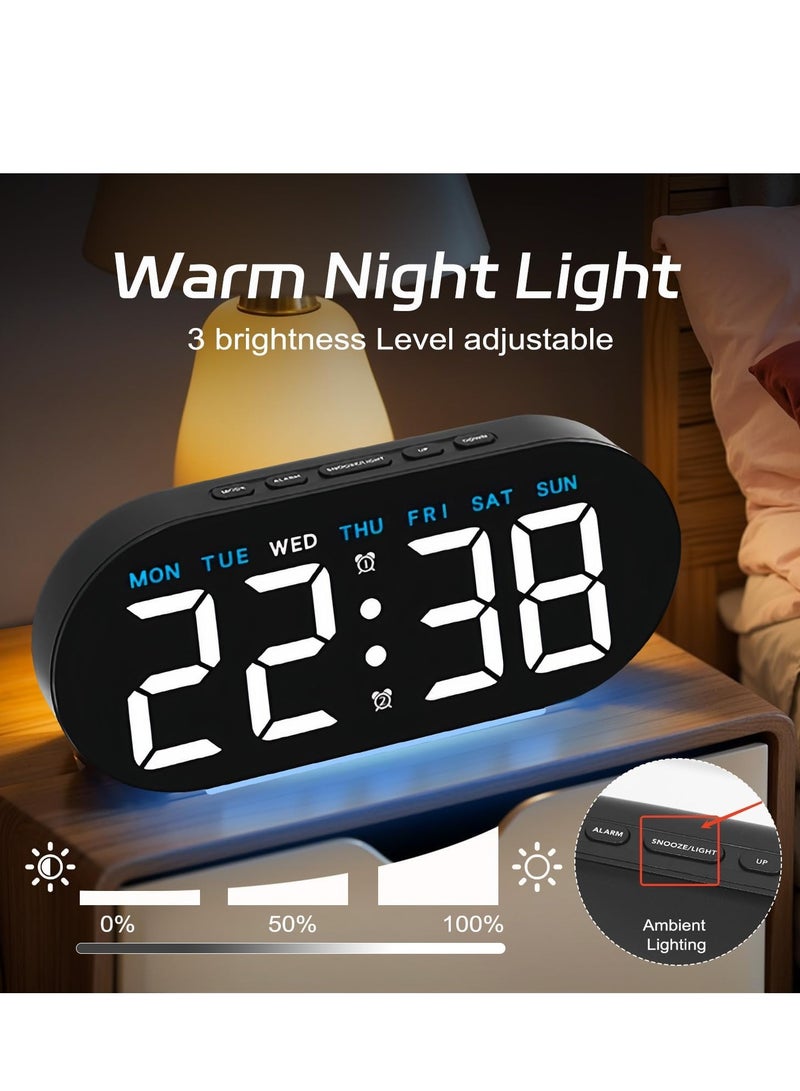 نكومي ساعة منبه رقمية مقاس 7.8 بوصة، ساعة رقمية LED مع إضاءة محيطة، ساعة طاولة بجانب السرير، لغرفة نوم المكتب للأطفال وكبار السن - Image 4