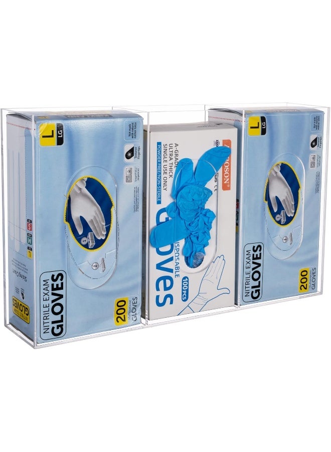 TPGP Triple Glove Box Holder Glove Dispenser Wall Mount, Acrylic Disposable Gloves Rack for Medical Latex Rubber Nitrile Exam Glove Boxes, Plastic Bags Holder Tissues Box Cover, Clear - Image 5