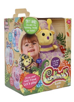GOLDEN BEAR Curlimals Buzzle the Bee Interactive Soft Toy With Over 50 Sounds and Reactions Responds to Touch Cuddly Fun Woodland Animal Gift For Girls and Boys Age 3+, Yellow and Purple  - Image 3