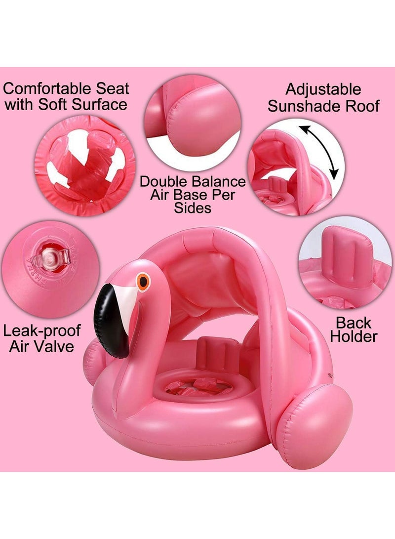 VUCATIN Swimming Ring Inflatable Seat Swimming Trainer Pool Float Swimming Pool Safety Ring Swimming Ring Tube Summer Beach Pool Game Toys (Flamingo) - Image 2