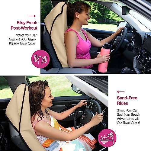 lebogner Waterproof Sweating Car Seat Cover for Post Gym Workout, Running, Swimming, Beach and Hiking, Universal Fit Anti-Slip Bucket Seat Protector for Cars, SUVs and Trucks, Machine Washable, Beige - Image 3