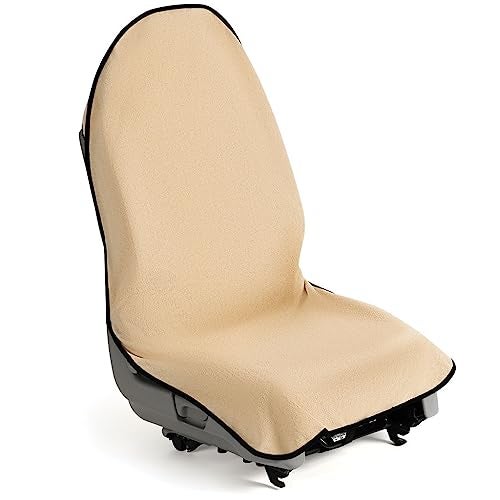 lebogner Waterproof Sweating Car Seat Cover for Post Gym Workout, Running, Swimming, Beach and Hiking, Universal Fit Anti-Slip Bucket Seat Protector for Cars, SUVs and Trucks, Machine Washable, Beige - Image 1