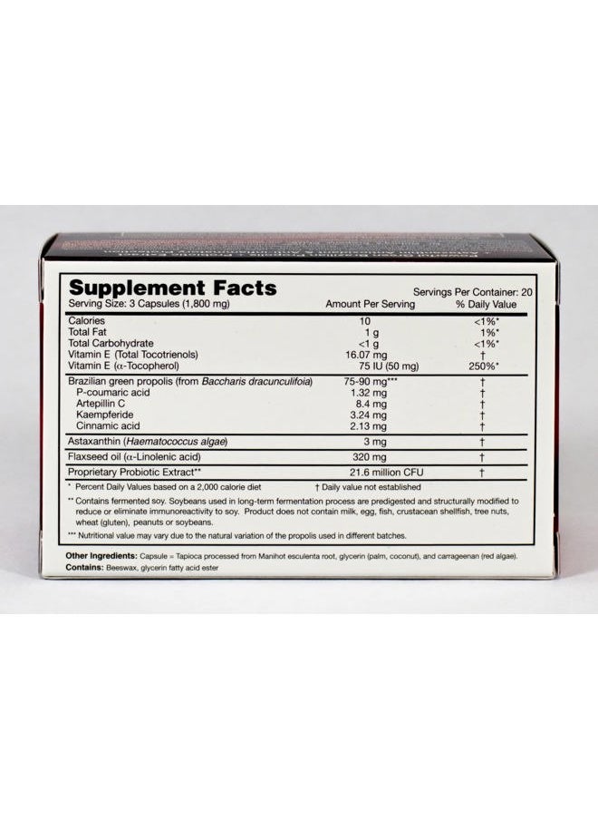essential formulas - Dr. Ohhira's Propolis Plus 60 Capsules with Brazilian Green Propolis, Probiotic Extract and Astaxanthin - Image 1
