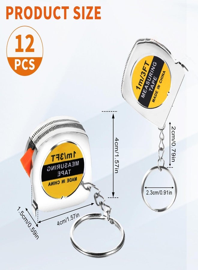 جريفوسيا 12 قطعة من أشرطة القياس على شكل سلسلة مفاتيح، 1.5 بوصة أشرطة قياس صغيرة عملية مع قفل منزلق ثابت، هدايا حفلات، قياس لحفلات أعياد الميلاد، حشوات أكياس الهدايا، جائزة، 1 متر/3 قدم - Image 2