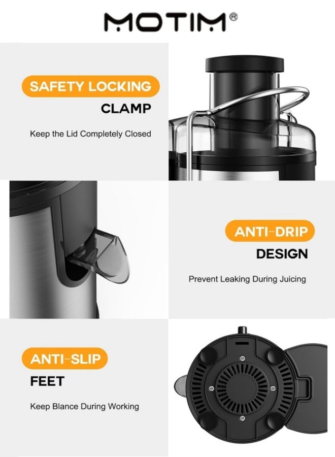 Motim Juicer Machine 800W Centrifugal Juicer Extractor With Juice Cup For Fruit and Vegetable JuicingSilver - Image 4