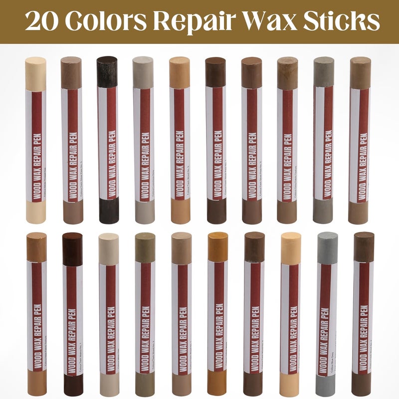 Uxney Wood Filler Sticksï¼Œ20 Colors Wood Repair Wax Crayons Furniture Markers Touch up for Repairing Scratches, Scuffs, Cracks, Dings and Holes in Wood Floors, Cabinets, Furniture (Technicolor Series) - Image 3