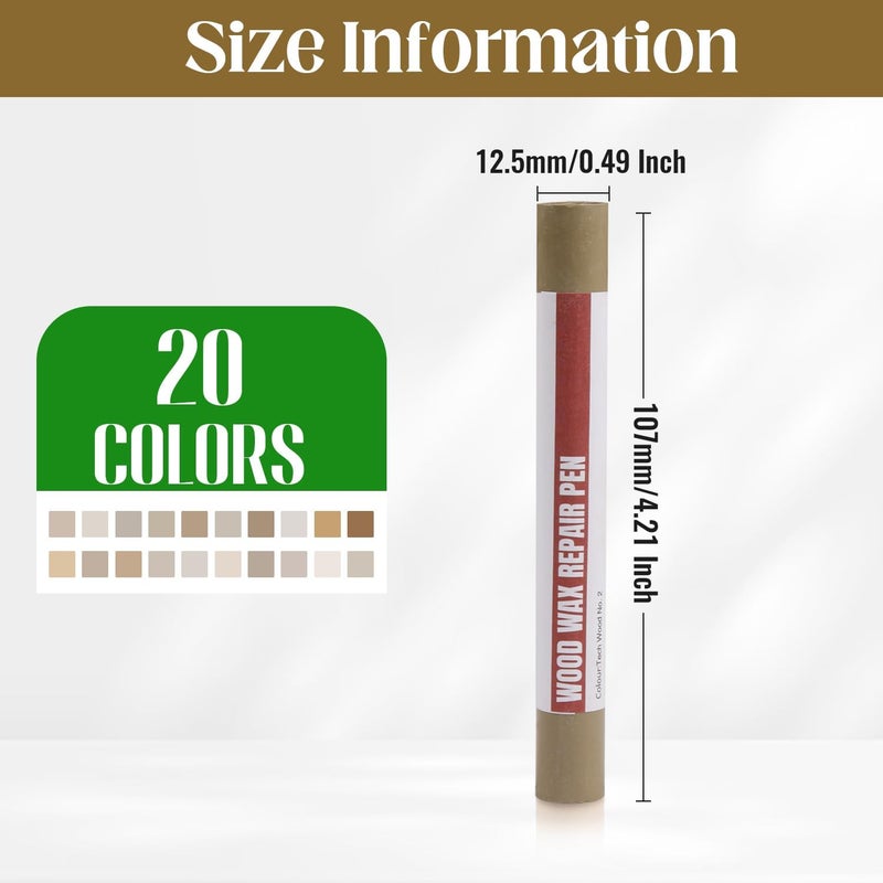 Uxney Wood Filler Sticksï¼Œ20 Colors Wood Repair Wax Crayons Furniture Markers Touch up for Repairing Scratches, Scuffs, Cracks, Dings and Holes in Wood Floors, Cabinets, Furniture (Technicolor Series) - Image 2