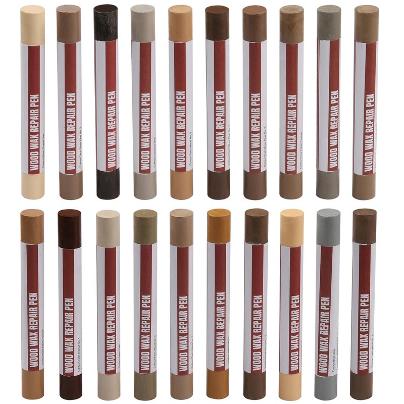 Uxney Wood Filler Sticksï¼Œ20 Colors Wood Repair Wax Crayons Furniture Markers Touch up for Repairing Scratches, Scuffs, Cracks, Dings and Holes in Wood Floors, Cabinets, Furniture (Technicolor Series) - Image 1