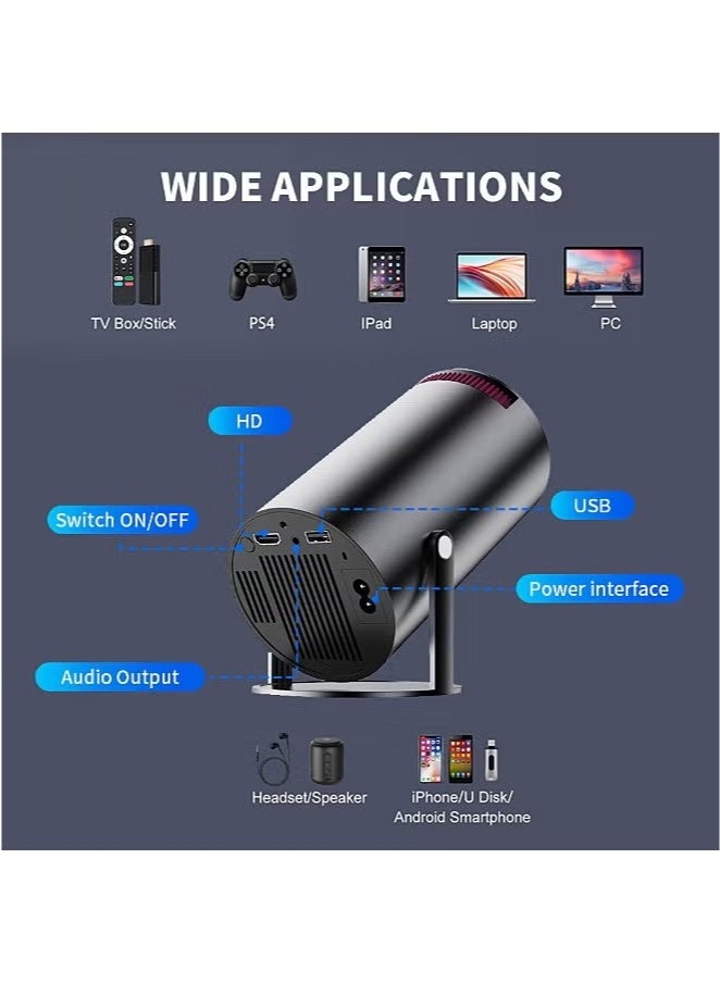 Beauenty Rotatable Mini Projector - Support 4K - Smart Projector with 5G Dual-band Wifi and Bluetooth 5.0 - Mobile Home Theater - Compatible With Android/iOS/Windows/TV Stick/HDMI/USB. - Image 5