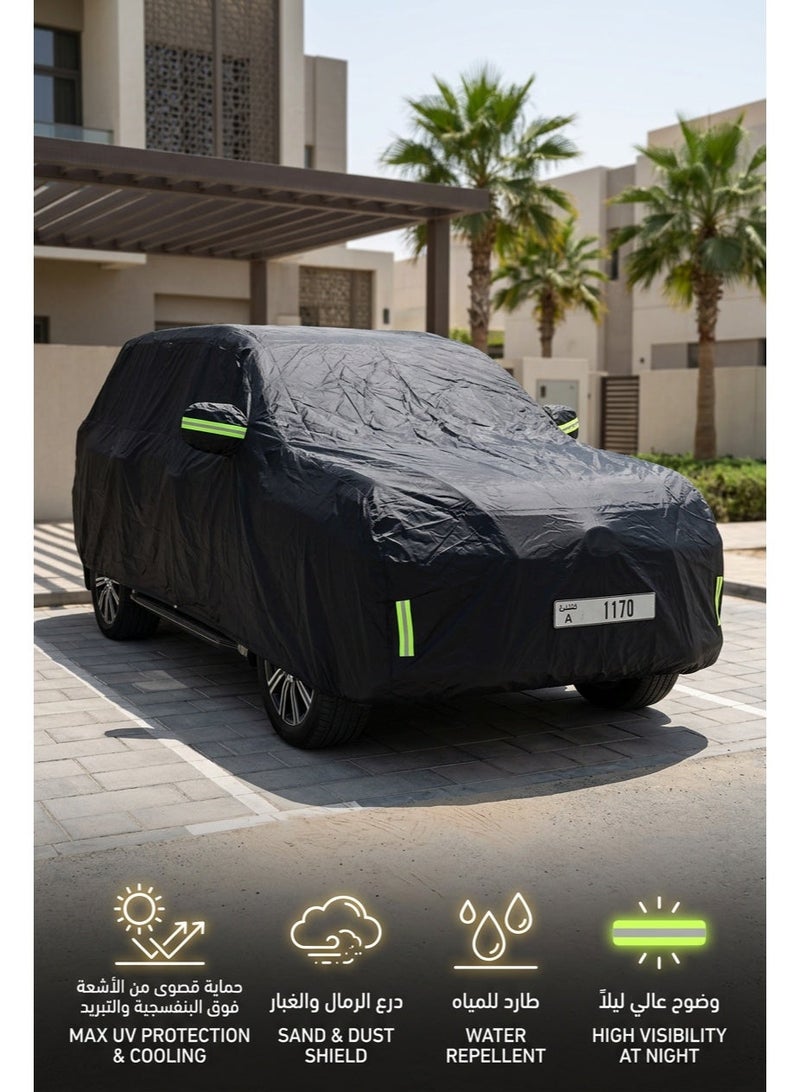 6 Layers Car Cover Waterproof All Weather for Automobiles, Outdoor Full Cover Rain Sun UV Protection with Zipper Cotton, Universal Fit for Sedan (510×190×145cm) - Image 1