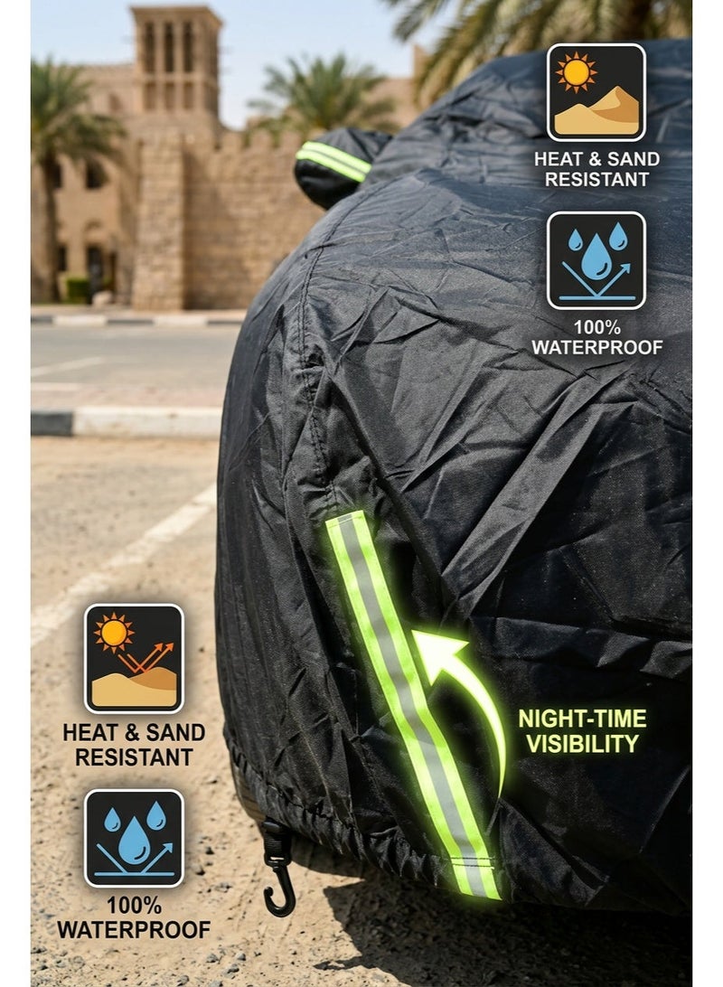 6 Layers Car Cover Waterproof All Weather for Automobiles, Outdoor Full Cover Rain Sun UV Protection with Zipper Cotton, Universal Fit for Sedan (510×190×145cm) - Image 3