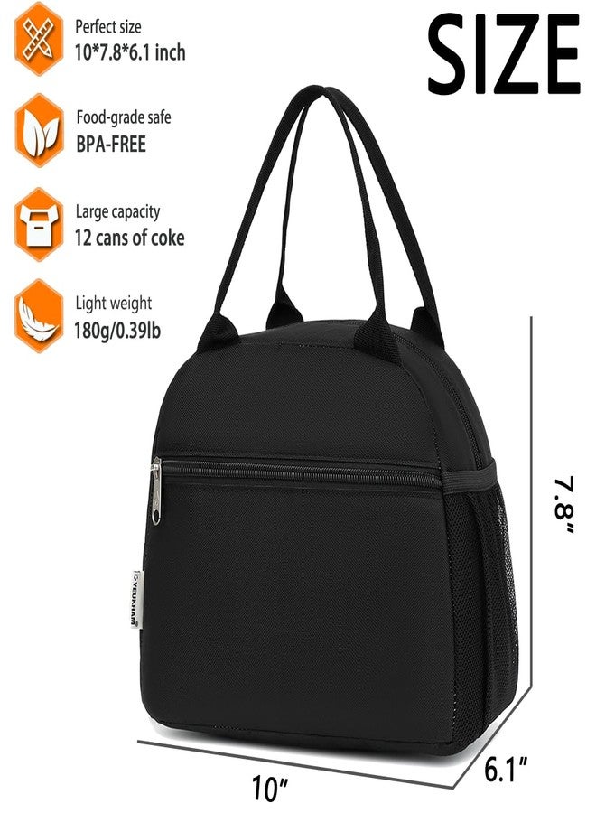 GYEUKHAM Lunch Bag Women, Lunch Box for Adult Men Kids Girls, Small Cute Lunchbox Tote Large Capacity Insulated Lunch Container Cooler for Work School Picnic Travel, Black - Image 3