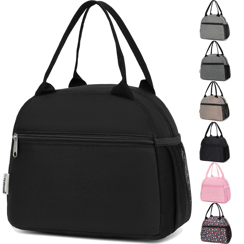 GYEUKHAM Lunch Bag Women, Lunch Box for Adult Men Kids Girls, Small Cute Lunchbox Tote Large Capacity Insulated Lunch Container Cooler for Work School Picnic Travel, Black - Image 1