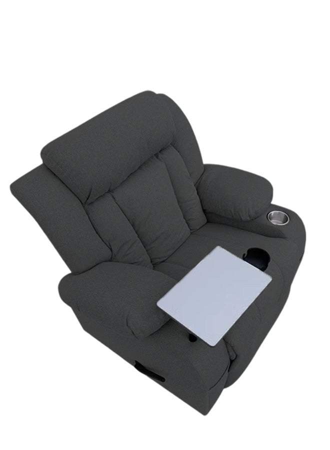 إن - هاوس كرسي استرخاء سينمائي منجد بالكتان مع طاولة لاب توب وحامل أكواب - Image 4