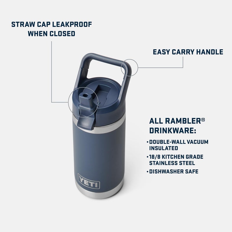 YETI Rambler Jr. 12 oz Kids Bottle, with Straw Cap, Firefly Yellow - Image 2