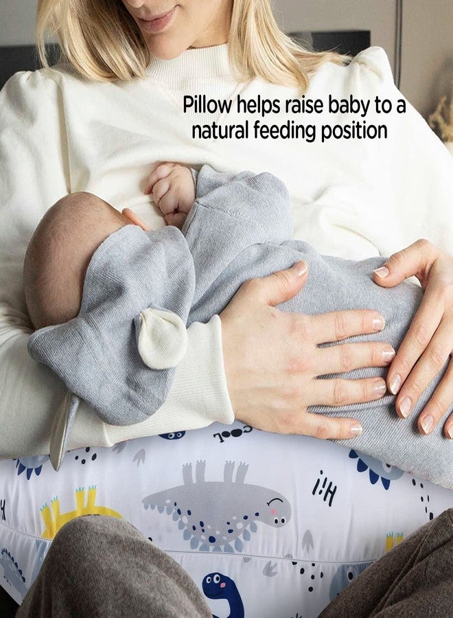 Plushii Nursing Pillow,Breastfeeding Pillows for Mom Baby Boys and Girls,Ultra Soft Snug Nursing Pillows for Breastfeeding & Bottle Feeding, Propping Baby,Tummy Time,Baby Sitting Support,Blue Dinosaur - Image 5