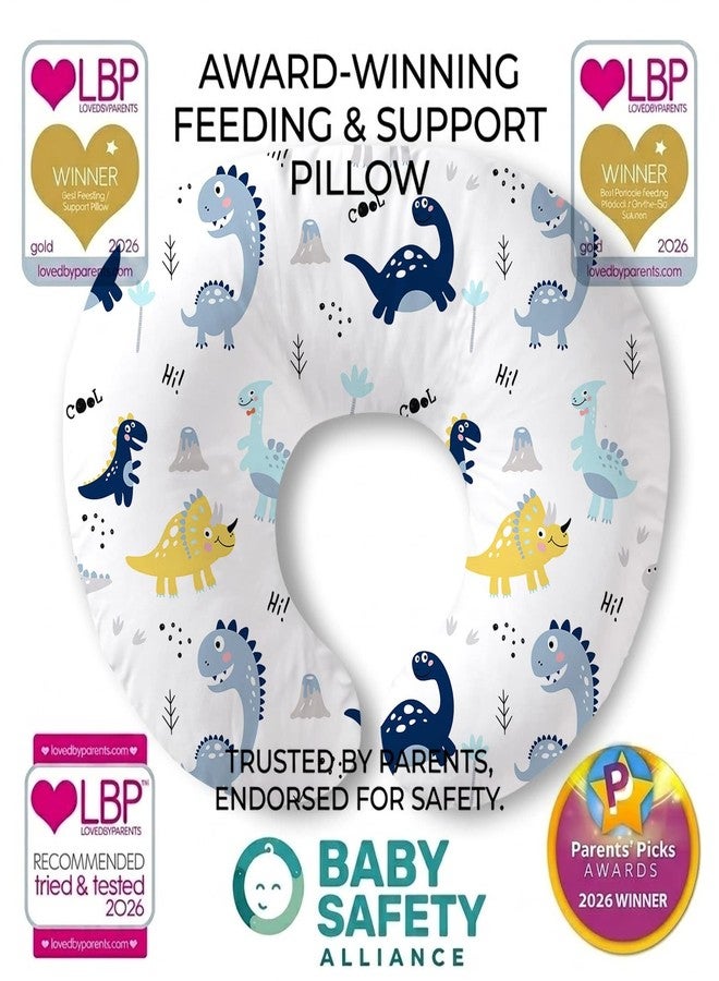 Plushii Nursing Pillow,Breastfeeding Pillows for Mom Baby Boys and Girls,Ultra Soft Snug Nursing Pillows for Breastfeeding & Bottle Feeding, Propping Baby,Tummy Time,Baby Sitting Support,Blue Dinosaur - Image 2