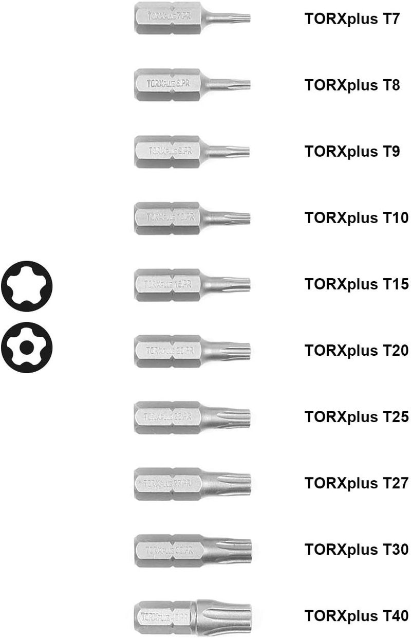 Protorq TORX PLUS IPR, Torx Plus 5-Point Tamper-Proof Security Bits (IPR 7-IPR 40), 25mm, 10 -Pieces, High Grade S2 Steel - Image 1
