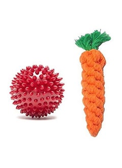 Ultra Durable Carrot Rope Dog Toy + Dog Hard Spike Red Ball For Dogs (Combo Of 2 Toys)