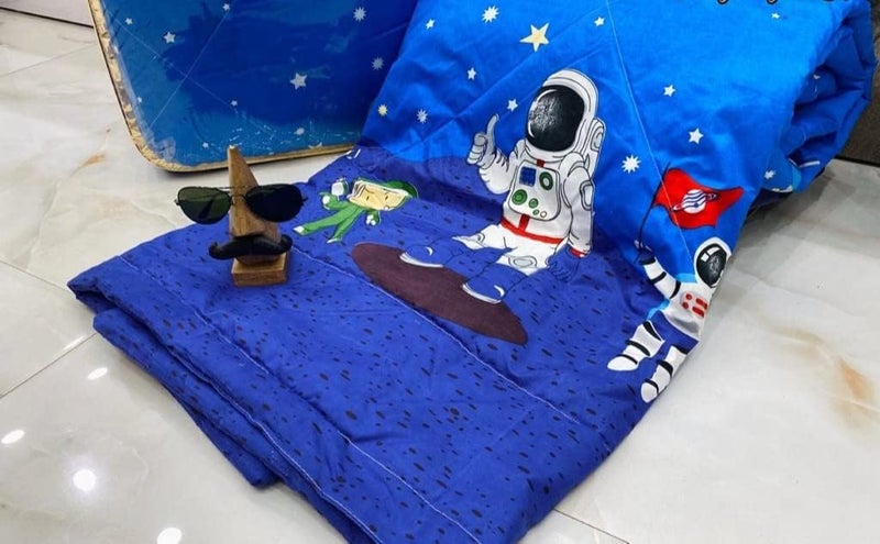 Blenzza Deco™ Glace Cotton Nursary Print Single Bed Reversible Babies 1 Kids Comforter & 1 Single Flat Bed Sheet with 1 Pillow Cover - Image 5