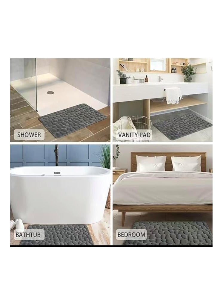 Memory Foam Bath Mat And Pedestal Set - Non-Slip, Soft Washable, Super Water Absorbent - Coral Velvet Fiber Bath And Toilet Mat Set - Image 3