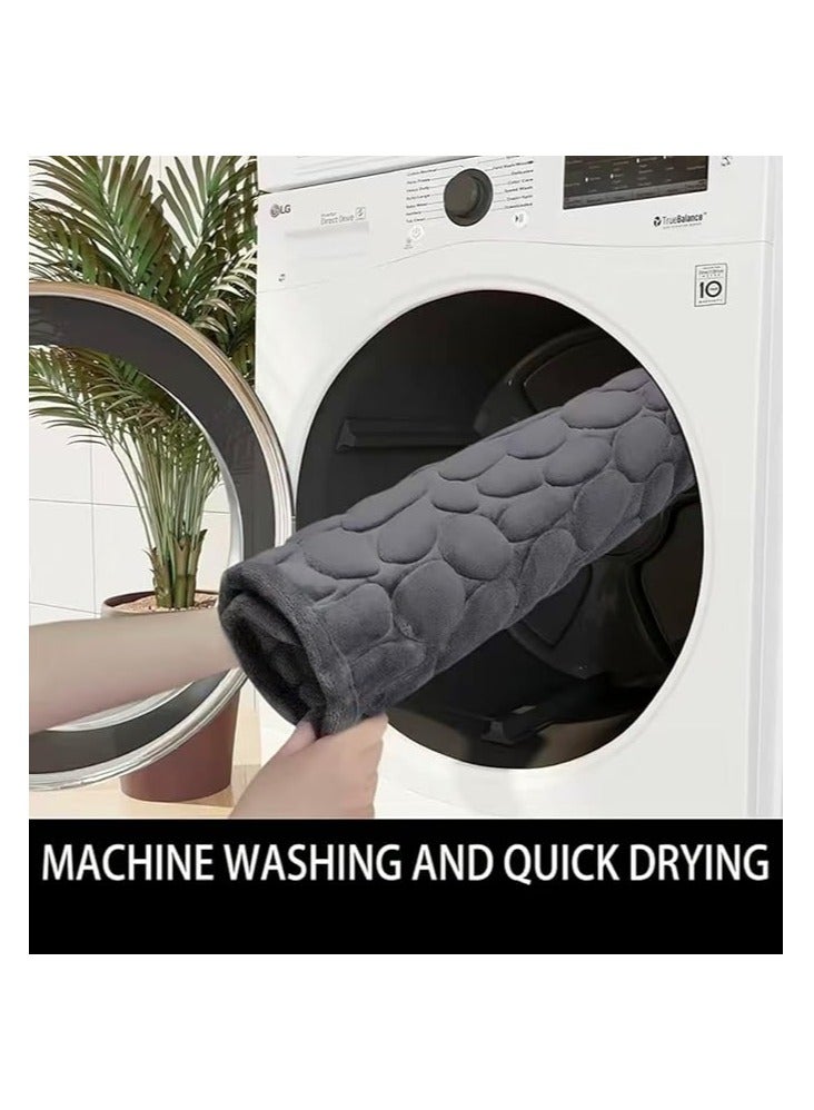 Memory Foam Bath Mat And Pedestal Set - Non-Slip, Soft Washable, Super Water Absorbent - Coral Velvet Fiber Bath And Toilet Mat Set - Image 4