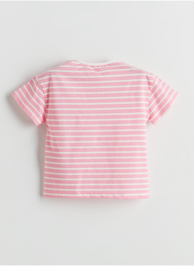 LC WAIKIKI Floral Striped Girl T-Shirt and Shorts 2 Pack Summer  - Image 3