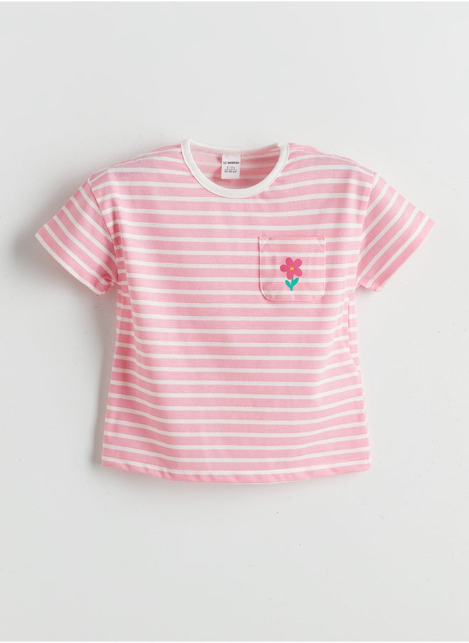 LC WAIKIKI Floral Striped Girl T-Shirt and Shorts 2 Pack Summer  - Image 2