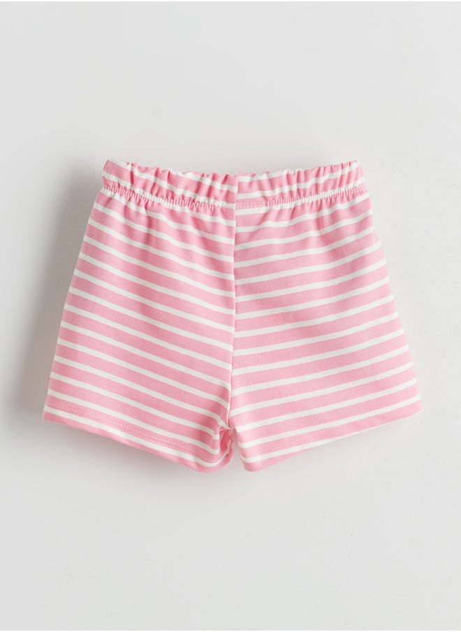 LC WAIKIKI Floral Striped Girl T-Shirt and Shorts 2 Pack Summer  - Image 5