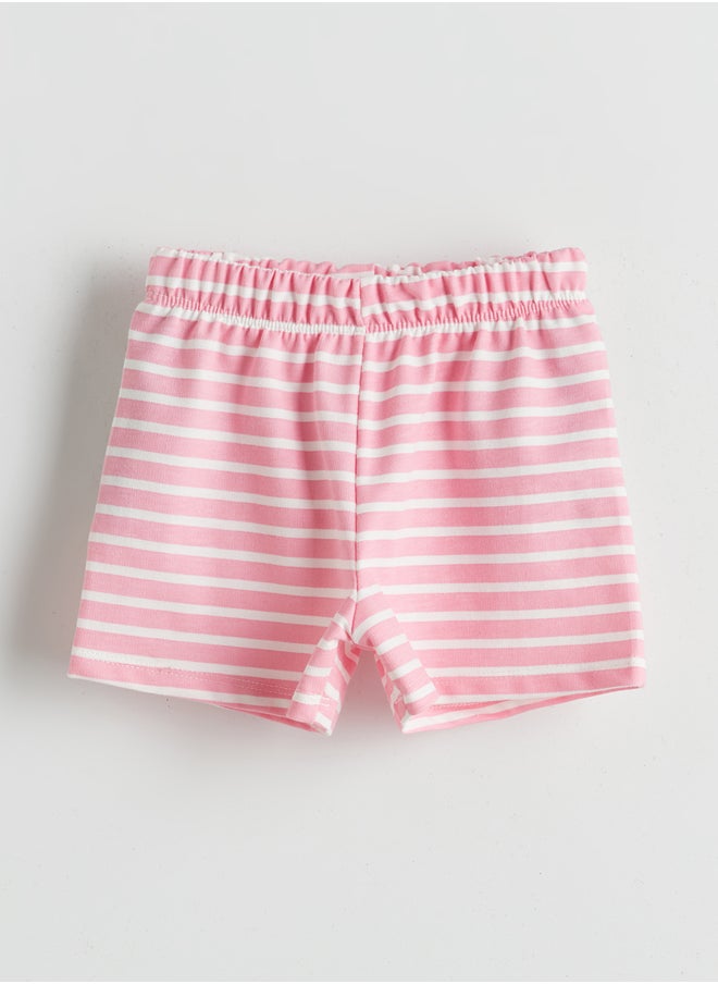LC WAIKIKI Floral Striped Girl T-Shirt and Shorts 2 Pack Summer  - Image 4