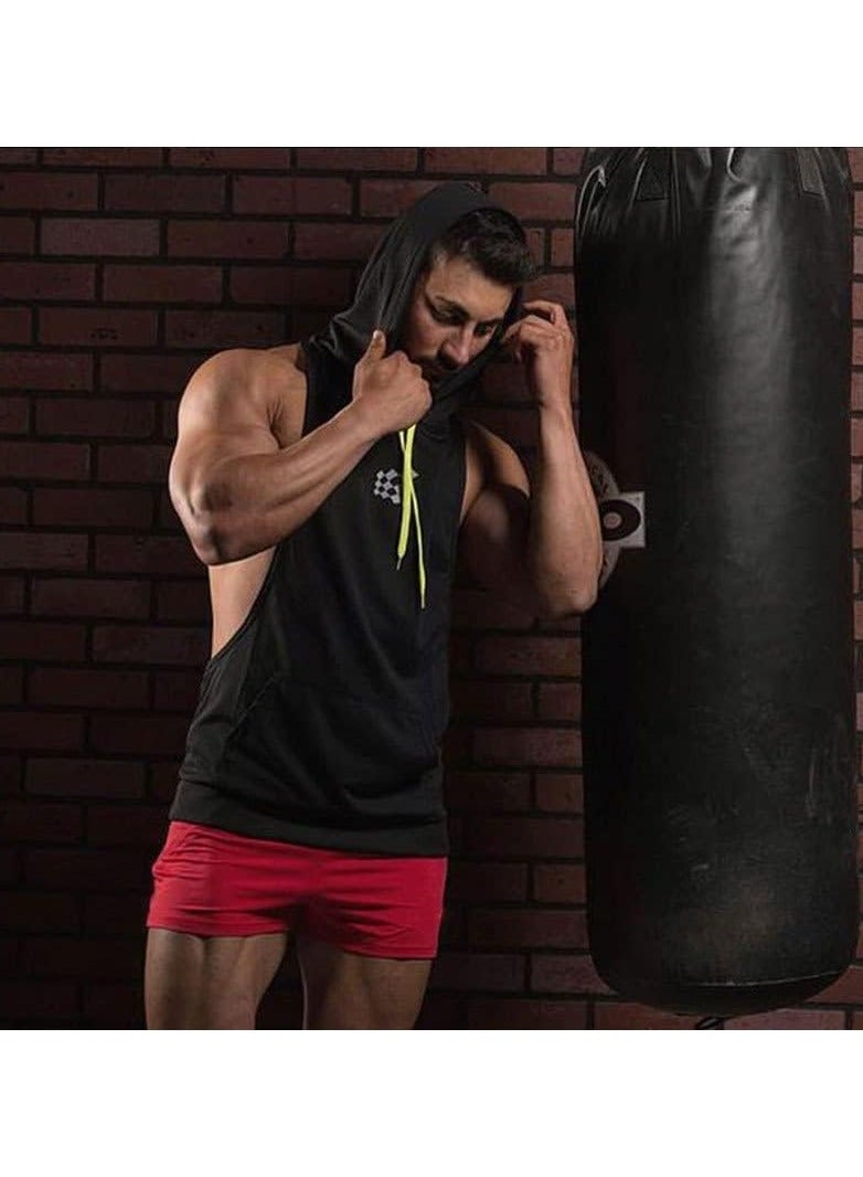 SYOSI Mens Sleeveless Hoodie(L-Size), Quick Dry Gym Wear Muscle Hoodie Vest Workout Vest Gym Bodybuilding Clothing Lifting Tank Tops Moisture Wicking Clothes Running Hooded Vest for Men - Image 4