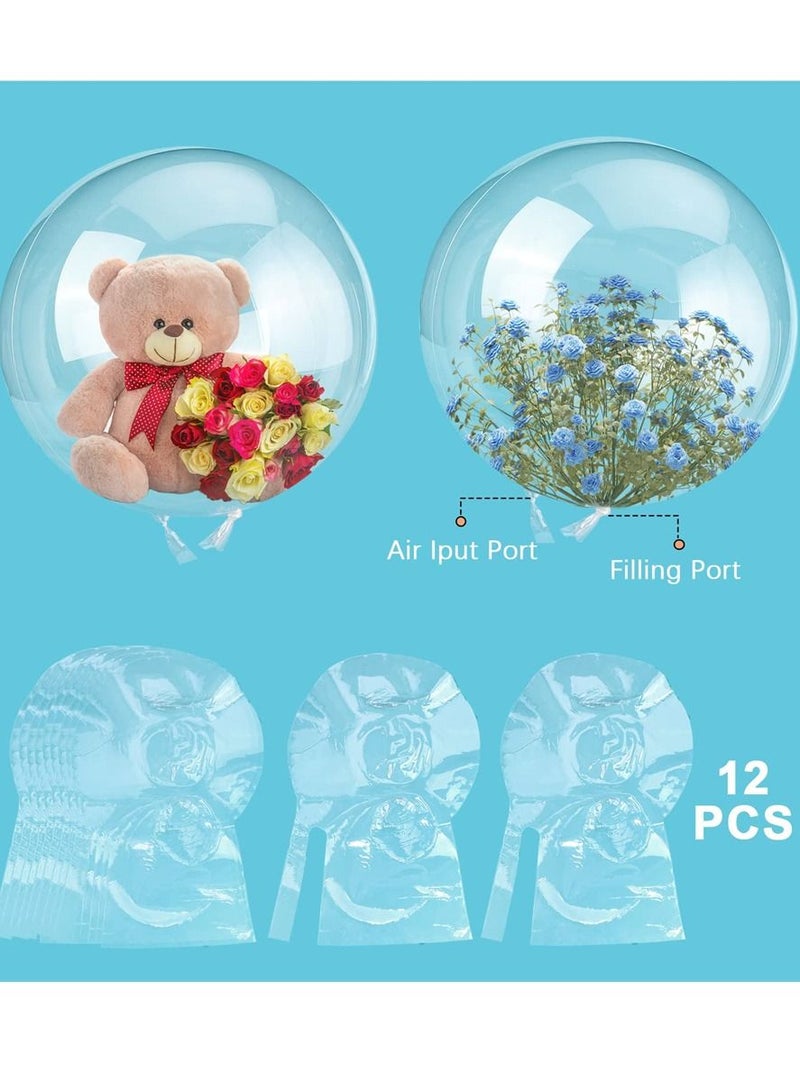 12 Pieces Bobo Balloons, Transparent Bubble Balloon for Stuffing, Praty Balloons Clean Valentine's Day Wedding Birthday Party Decorations (26 Inch)