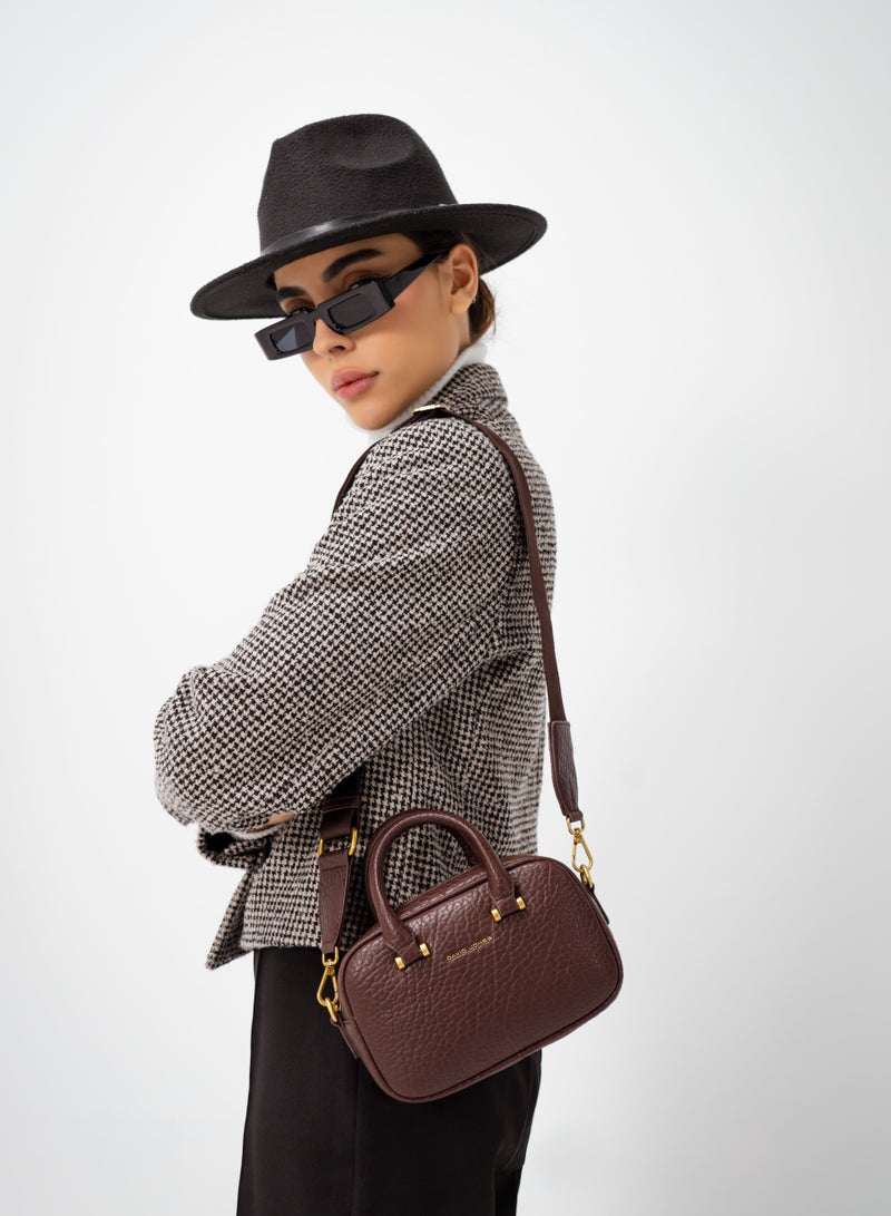 David Jones- Baguette Leather Bag for Women Model cm7100- Patterned croco Duffle Bag- Detailed Faux leather for travel - Image 2