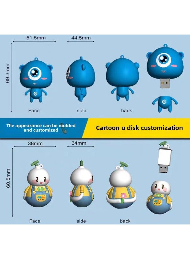 PVC Mascot Doll USB Flash Drive Mold Opening Personality Creative Modeling USB Flash Drive Custom Exhibition Gift Cartoon USB Flash Drive Customization-Capacity:16GB - Image 1