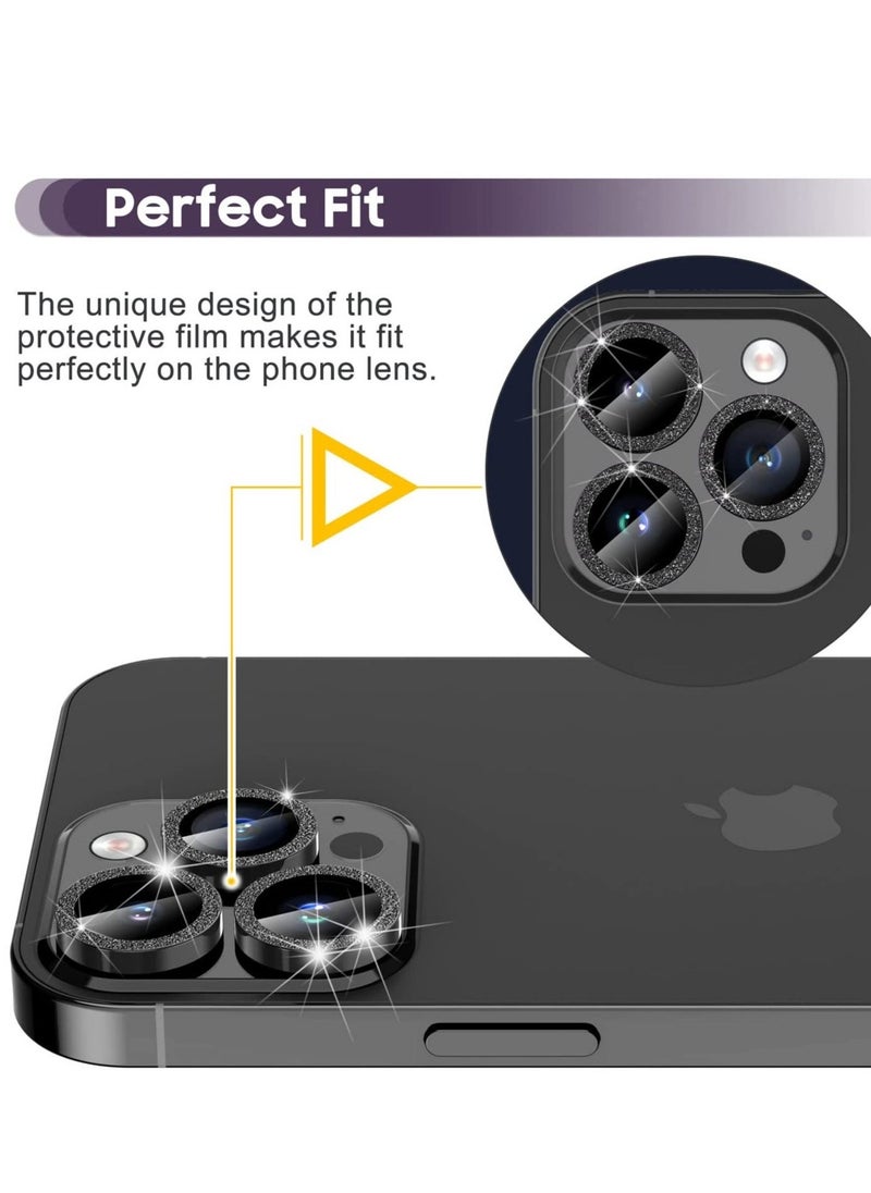 Raxoom iPhone 14 Pro 6.1 inch / 14 Pro Max 6.7 inch Camera Lens Protector, Camera Cover Tempered Glass for iPhone 14 Pro Max/for iPhone 14 Pro [Glitter Diamonds] -Black - Image 5