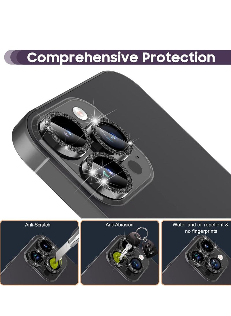 Raxoom iPhone 14 Pro 6.1 inch / 14 Pro Max 6.7 inch Camera Lens Protector, Camera Cover Tempered Glass for iPhone 14 Pro Max/for iPhone 14 Pro [Glitter Diamonds] -Black - Image 4