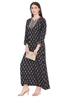HANA & SARA CASUAL FARASHA KAFTAN DRESS WITH UNIQUE PRINT AND THREAD EMBROIDERY FOR WOMEN  - Image 4
