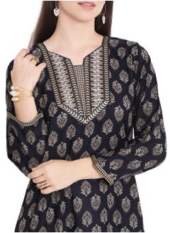 HANA & SARA CASUAL FARASHA KAFTAN DRESS WITH UNIQUE PRINT AND THREAD EMBROIDERY FOR WOMEN  - Image 3