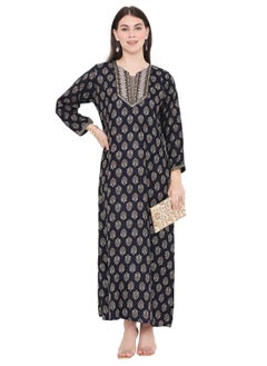 HANA & SARA CASUAL FARASHA KAFTAN DRESS WITH UNIQUE PRINT AND THREAD EMBROIDERY FOR WOMEN  - Image 1