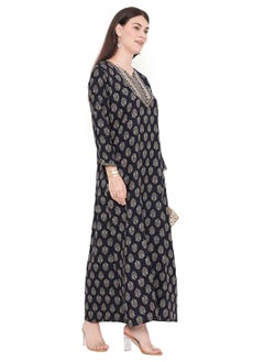 HANA & SARA CASUAL FARASHA KAFTAN DRESS WITH UNIQUE PRINT AND THREAD EMBROIDERY FOR WOMEN  - Image 5