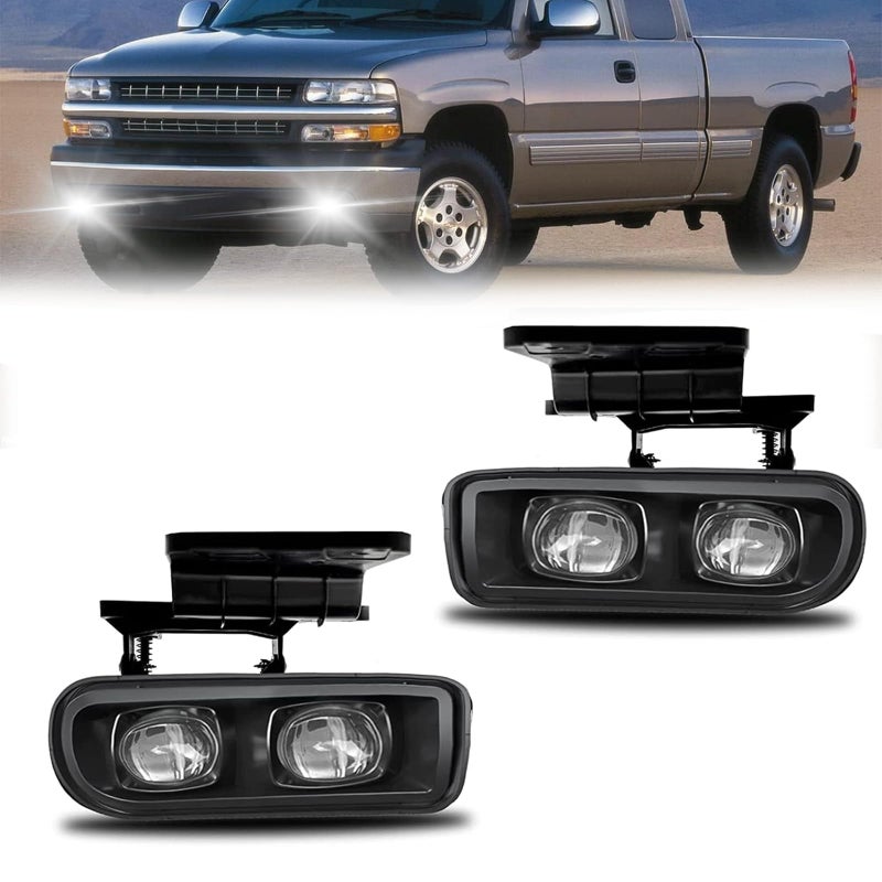 Shocklight Upgraded LED Fog Lights Compatible with 19992002 Chevy Silverado 1500 2500 20002001 Silverado 1500HD 2500HD 3500 20002006 Chevrolet Tahoe Suburban 1500 2500 Replacement Clear Lens