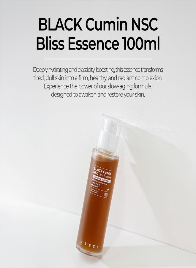 IZEZE BLACK Cumin NSC Bliss Essence 3.38 fl.oz, 100ml l Black Snail Mucin, Low Molecular Collagen, Hydrating Korean Skincare For Wrinkles, Good Molecules, Nigella Sativa Seed Oil, Thymoquinone - Image 2
