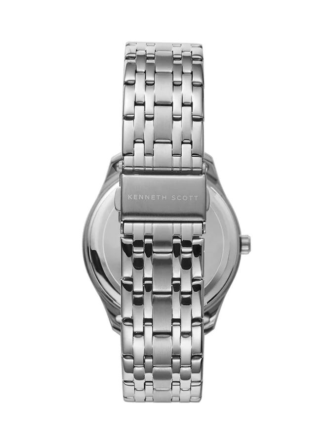 KENNETH SCOTT Kenneth Scott Men's Quartz Movement Watch, Analog Display and Stainless Steel Strap - K22016-SBSB, Silver