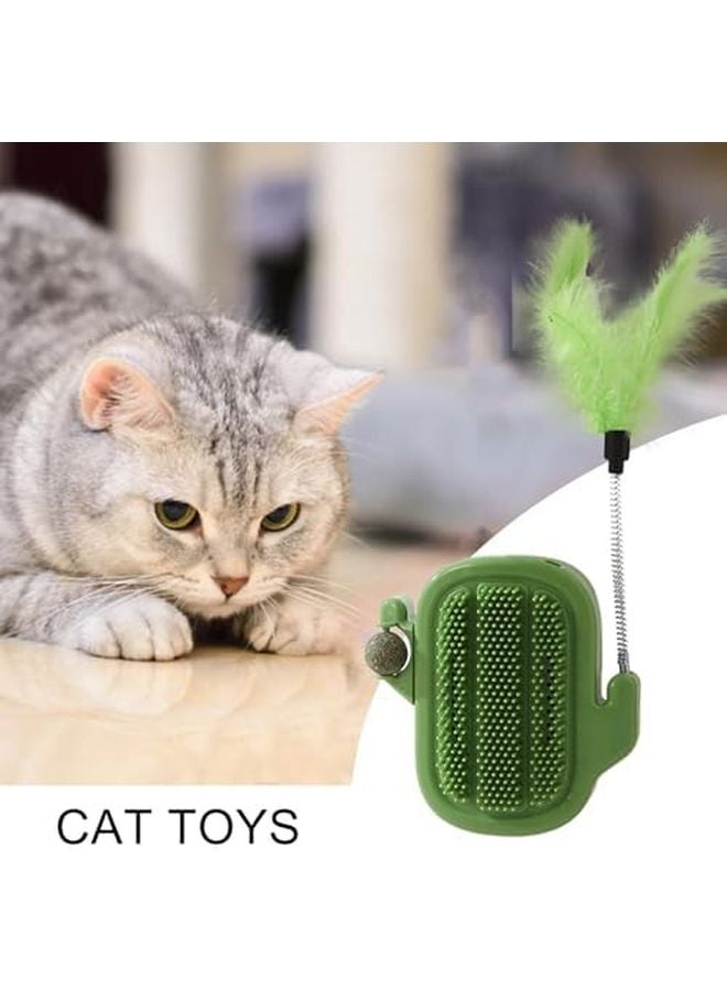 Green Catnip Toys Teaser Stick Ball Groomer Brush Chew Toys Wall Corner Brushes Edible Treats for Cleaning Massage Shedding Relief - Image 3