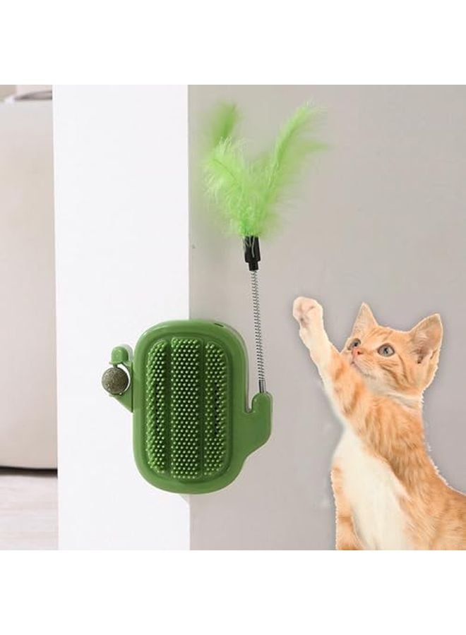 Green Catnip Toys Teaser Stick Ball Groomer Brush Chew Toys Wall Corner Brushes Edible Treats for Cleaning Massage Shedding Relief - Image 4