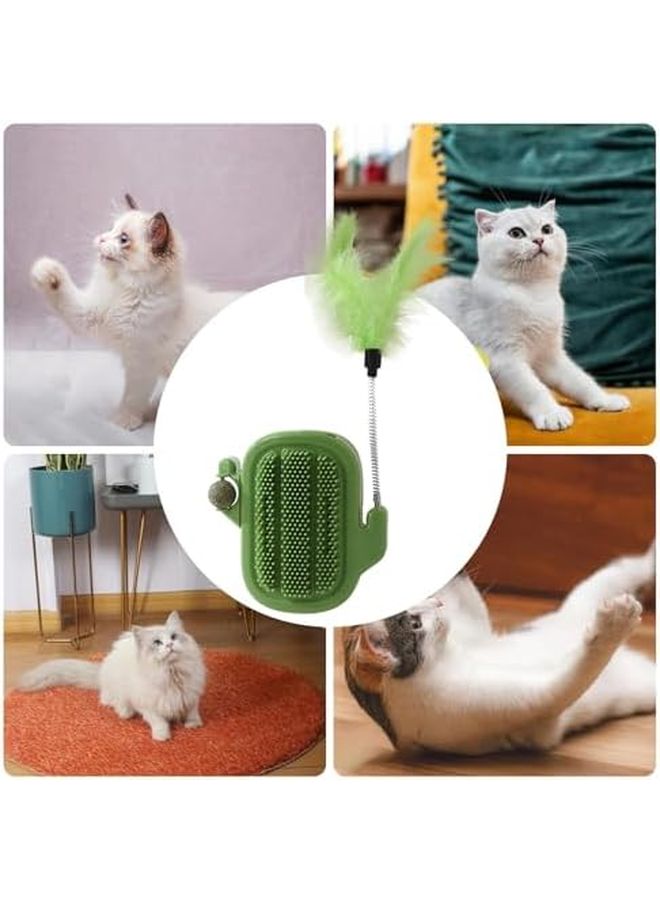 Green Catnip Toys Teaser Stick Ball Groomer Brush Chew Toys Wall Corner Brushes Edible Treats for Cleaning Massage Shedding Relief - Image 5