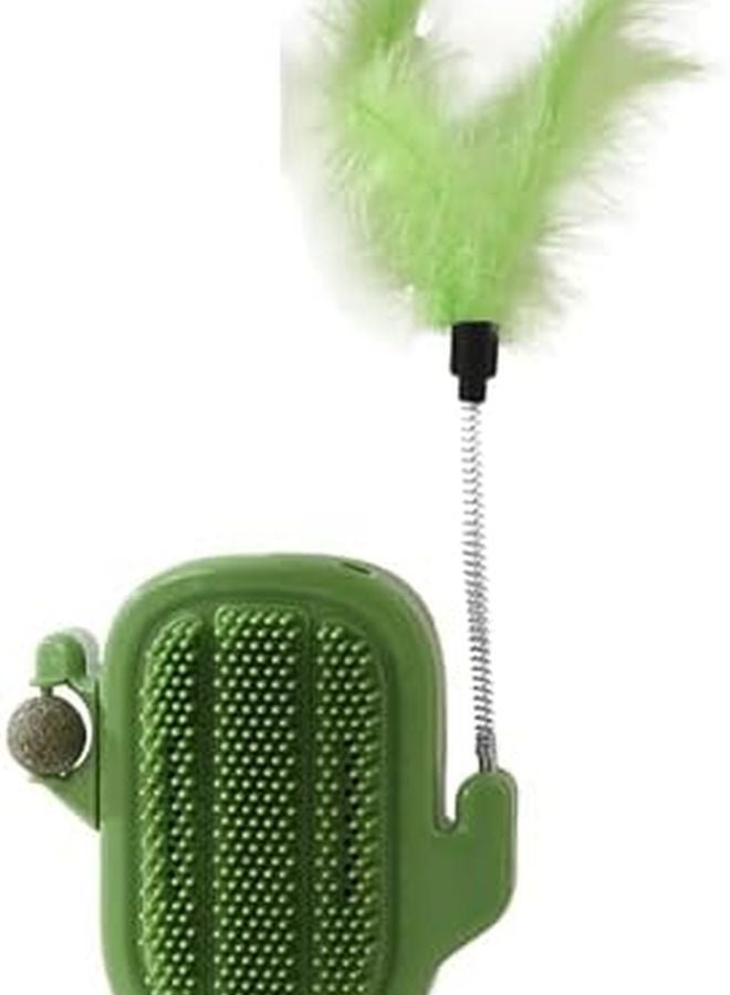 Green Catnip Toys Teaser Stick Ball Groomer Brush Chew Toys Wall Corner Brushes Edible Treats for Cleaning Massage Shedding Relief - Image 2