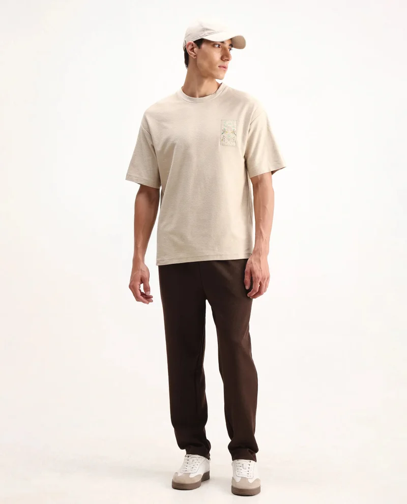 Rare Rabbit Men's Embroidered Badge Oversized T-Shirt